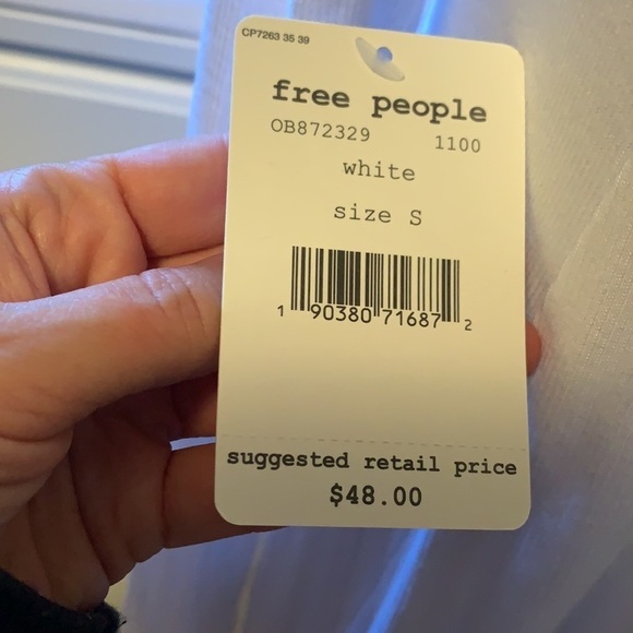 Free People white scoop neck long sleeve ribbed swing tunic length top, small - Picture 8 of 12